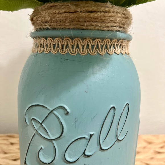Hand painted Antique Chalk Paint/Distressed BALL Mason Jar With Faux Flo… - Picture 3 of 8